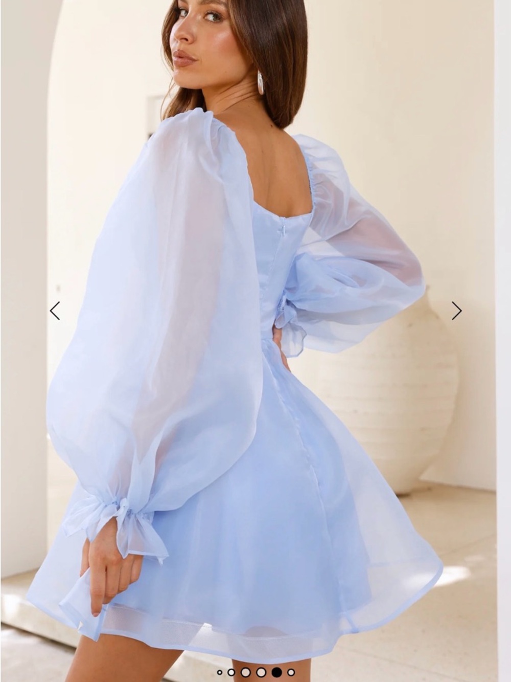 Long Sleeve Mini Dress Blue Spring / Summer Baby or Wedding Shower Homecoming - Picture 2 of 5